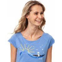 FellHerz Damen T-Shirt Surfing Girl cornflower hellblau aus 100% Biobaumwolle