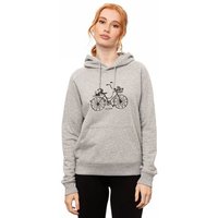 FellHerz Damen Hoodie Fahrrad-Mädchen grey melange aus 85% Biobaumwolle und 15% recyceltem Polyester