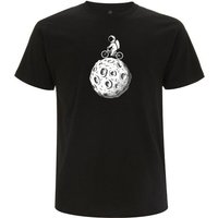 Spreecult Mond Fahrrad - Bio und Fair - Männer Unisex T-Shirt - Astronaut Weltall Erde Shirt