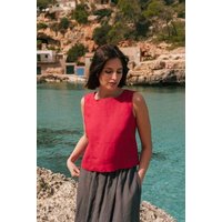 AmourLinen Klassisches ärmelloses Leinentop Lucia