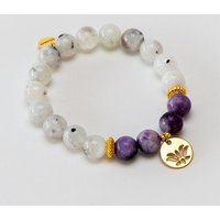 Divasya Armband "Golden Lotus" aus echten Natursteinen bzw. Halbedelsteinen