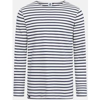 Hanseheld Streifenshirt Herren Petrol-Natur Langarm GOTS Organic