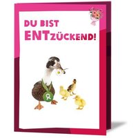 OxfamUnverpackt Spenden-Geschenk "Entenfamilie" (Grußkarte zum Liebe zeigen mit Magnet)