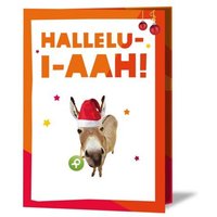 OxfamUnverpackt Spenden-Geschenk "Esel" (Weihnachtskarte mit Magnet)
