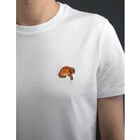 sticknic T-Shirt mit Rotem Panda Motiv gestickt - Minimalistische Stickerei - Auch als Geschenk