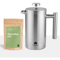 GROENENBERG Kaffee Spar Set 5 | Bio Kaffee gemahlen (250g) + French Press (2 Größen)