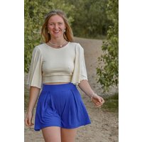 Vivien Joy Crop Top mit Rückenausschnitt und weiten Ärmeln - Farrah Flower Top