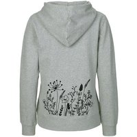 HANDGEDRUCKT "Wilde Wiese" Frauen Zip Hoody Neutral