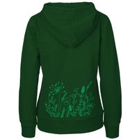 HANDGEDRUCKT "Wilde Wiese" Frauen Zip Hoody Neutral