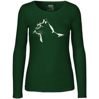HANDGEDRUCKT "Stubentiger" Frauen Longsleeve Neutral