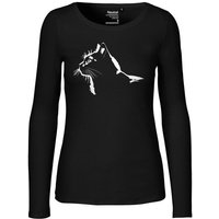 HANDGEDRUCKT "Stubentiger" Frauen Longsleeve Neutral
