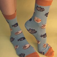 Fräulein Prusselise Katzenbande Socke, cat, kitty, cosy, bunt gemustert