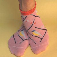 Fräulein Prusselise Meise Sneaker Socke, rosa, Vogel, nature, bunt gemustert