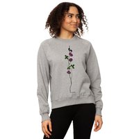FellHerz Glücksklee Damen Raglan Sweater grey melange aus 100% Biobaumwolle handbedruckt