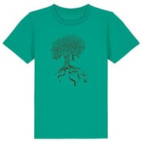 Life-Tree Organic Fairwear Shirt Kids Hanging On | Pink/Vintage White/Bright Blue/Teal Monstera/Peach/Eco Heather/Ocre