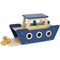 Trixie – WOODEN FERRYBOAT – Holzfähre – Holzboot - Holzschiff mit Autos und Tierfiguren