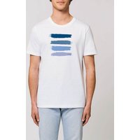Human Family Bio Unisex Rundhals T-Shirt "Blue Acryl Stripes" aus Bio-Baumwolle