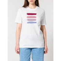Human Family Bio Unisex Rundhals T-Shirt "Red Acryl Stripes" aus Bio-Baumwolle