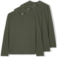 YTWOO 3er Pack Unisex Basic Langarmshirts aus Bio-Baumwolle | Longsleeve | verschiedene Farbkombi | Mehrfachpack