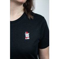 sticknic T-Shirt mit Weihnachts Motiv Lama gestickt - Minimalistische Stickerei - Auch als Geschenk für Weihnachten