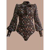 Atelier SNOW Eleganter Body mit Schleifenkragen und Puffärmeln