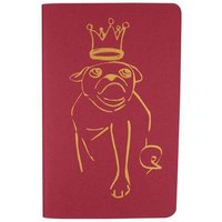 HANDGEDRUCKT "Mops" weinrotes Notizhefte ca. DIN A6 kariert