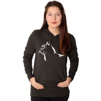 HANDGEDRUCKT "Stubentiger" Frauen Hoody Earth Positive
