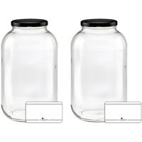 mikken 2 große Einmachgläser 4250 ml mit schwarzem Deckel (TO100)