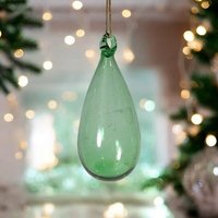 Moogoo Creative Africa Mundgeblasene Weihnachtskugel "Tropfen" | Green | handgemacht in Palästina | Fair Trade for Peace