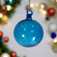 Moogoo Creative Africa Mundgeblasene Weihnachtskugel | Sky Blue | handgemacht in Palästina | Fair Trade for Peace