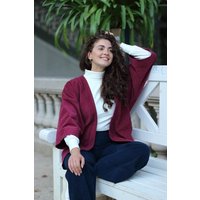 ManduTrap Elegante Kimonojacke aus Biobaumwolle – Cord in Grün, Blau oder Berry mit Gürtel und Taschen