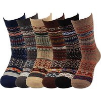 Bruno Barella Winter Thermo Socken mit Seidenstraßen-Motiv – 6er-Pack aus hochwertiger Schafwolle