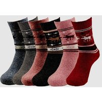 Bruno Barella Winter Thermo Socken aus Alpakawolle mit Elch-Motiv im 6er-Pack