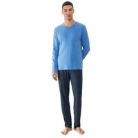 Mey Herren Schlafanzug Pyjama lang "Micro Blue" Made-in-Green