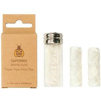 SuperBee Dentos Candelillawachs Zahnseide – vegane Zahnseide aus Maisfaser im Set mit nachfüllbarem Glasbehälter