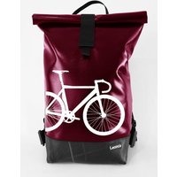 Leonca Rollrucksack aus LKW-Plane in 11 Farben/3 Größen mit Rennrad-Druck