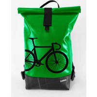 Leonca Rollrucksack aus LKW-Plane in 11 Farben/3 Größen mit Rennrad-Druck