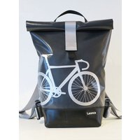 Leonca Rollrucksack aus LKW-Plane in 11 Farben/3 Größen mit Rennrad-Druck