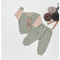 tetoi-vienna TENCEL kuscheliges Kinder Sweatshirt Hose Set "Alpenflausch Bär"