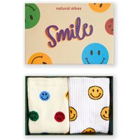 Natural Vibes 2-Pack Smiles Bio GOTS | Geschenkset | Bunte Tennissocken | Herren Damen Socken |