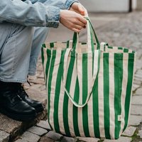 OMOM Einkaufstasche | Strandtasche | Tragetasche aus Bio-Baumwolle gestreift