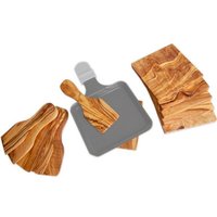 Olivenholz erleben 6er Set Raclette-Schieber inkl. 6 Untersetzer