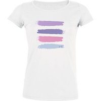 Human Family Damen Bio-T-Shirt "Desires - Stripes" in weiss und schwarz aus Bio-Baumwolle