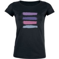 Human Family Damen Bio-T-Shirt "Desires - Stripes" in weiss und schwarz aus Bio-Baumwolle