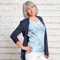 The Spirit of OM Jersey Cardigan Chakra blau