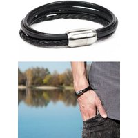 Simaru Herren Lederarmband Echtleder Wickelarmband mit Magnetverschluss