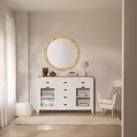 Avelin aparador de madera maciza de mindi blanco y natural35 % de descuento Avelin aparador de madera maciza de mindi blanco y natural35 % de descuento