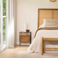 Tana mesita de noche de madera maciza de mango y metal25 % de descuento Tana mesita de noche de madera maciza de mango y metal25 % de descuento