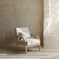 Limae butaca beige de madera maciza de hevea con acabado tono natural 50 % de descuento Limae butaca beige de madera maciza de hevea con acabado tono natural 50 % de descuento