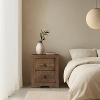 Oblak mesita de noche de madera maciza de araucaria acabado nogal 18 % de descuento Oblak mesita de noche de madera maciza de araucaria acabado nogal 18 % de descuento